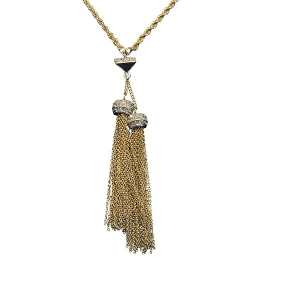 Banana Republic Gold-Tone Tassel Necklace With Rhinestone Accents & Twisted Rope - Picture 7 of 8